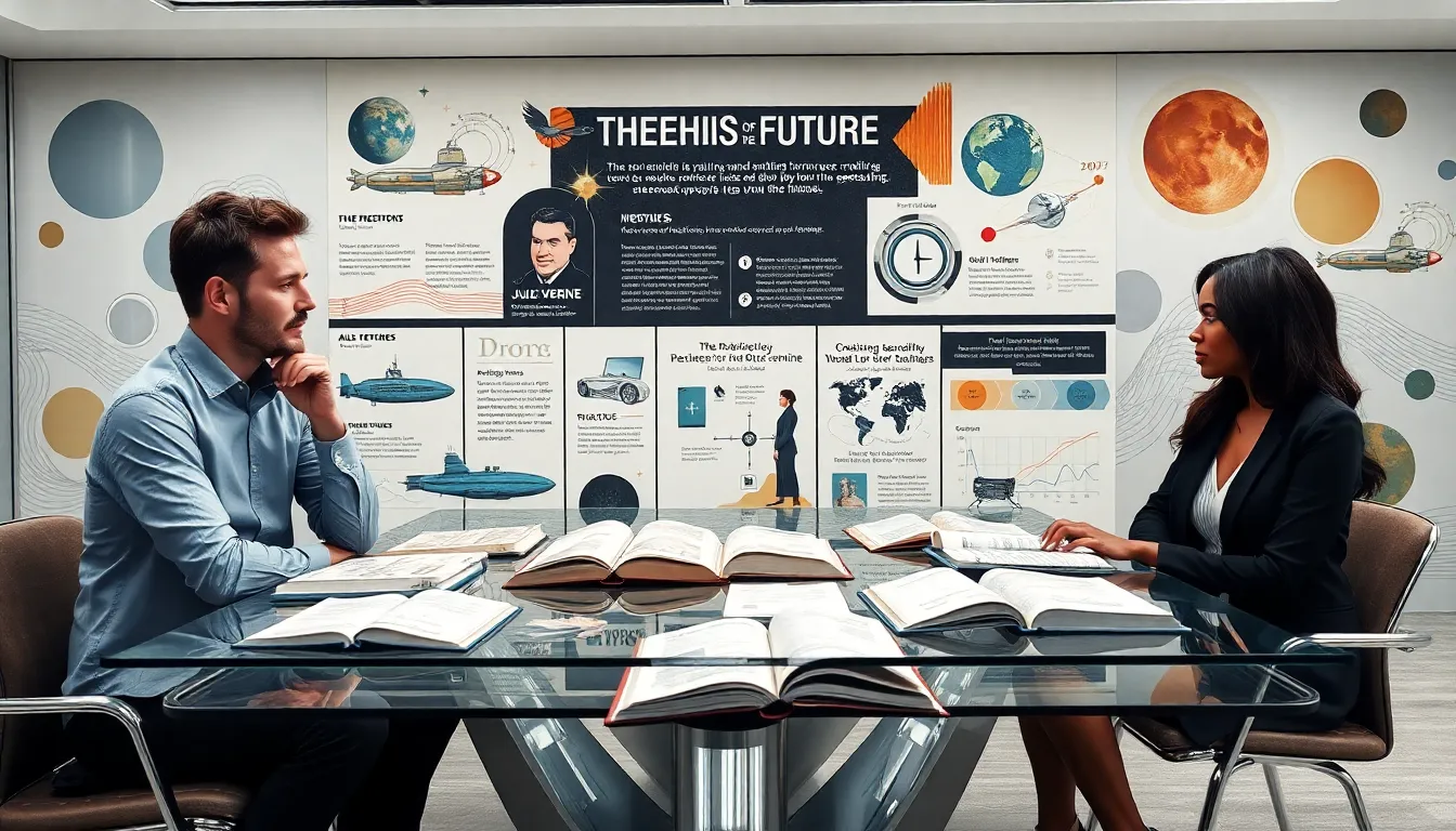 professionals discussing historical predictions in a modern office setting.